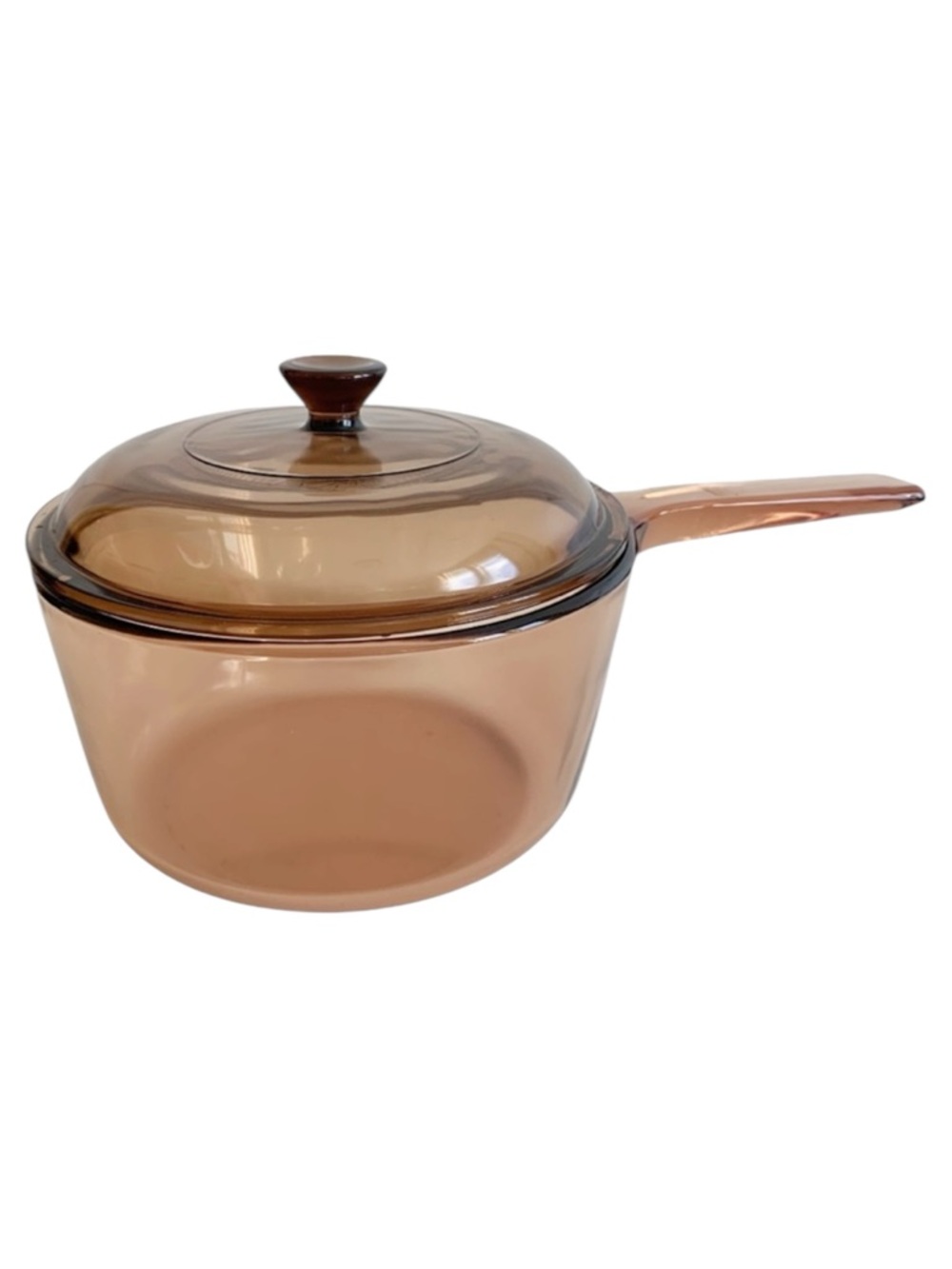 VINTAGE Amber Pyrex Vision Corning Ware Glass Sauce Pan 1.5 L With Lid France
